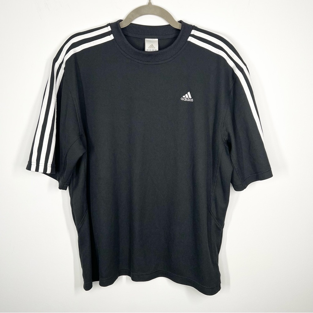 2000s Adidas Wide Sleeve Three Stripe Athletic T Shirt Large